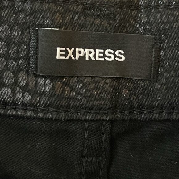 EXPRESS Women Black Pants Size 00 Snakeskin Print Skinny High Rise Stretch NWOT - Picture 6 of 13